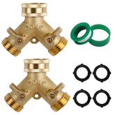 Triumpeek 2-Pack Brass Garden Hose Splitter front view