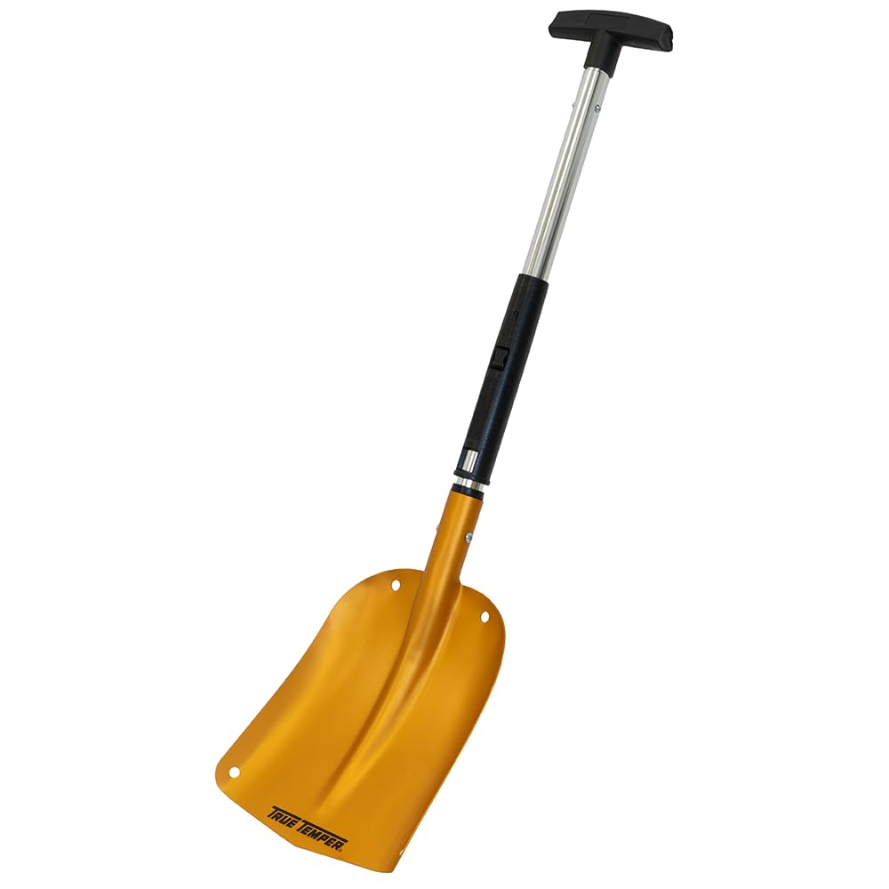 TRUE TEMPER 3-in-1 Emergency Shovel front view with yellow metal blade
