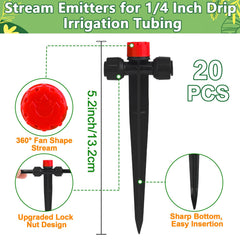 TTioDri adjustable drip emitter showing 360° spray function