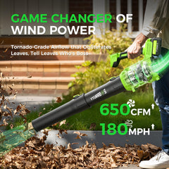 Tturrbos cordless leaf blower with dual batteries and charger