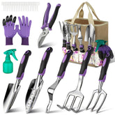 Tudoccy 30-piece garden tools set with floral tote bag front view