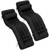 Tudomro Outdoor Chaise Lounge Cushion Set of 2 in black, front view