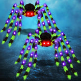 TURNMEON 50 Inch Giant Halloween Spider front view with purple LED lights