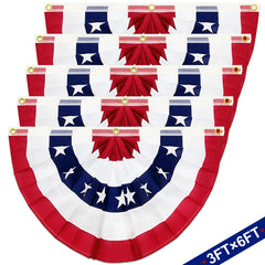 TURNMEON American Flags Bunting 3x6 feet red white blue front view