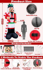 TURNMEON Christmas Inflatable Nutcracker side view with candy cane