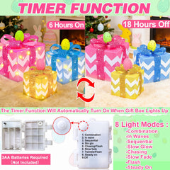 TURNMEON Easter gift boxes with 60 LED lights lit up