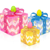 TURNMEON Easter lighted gift boxes in pink, blue, and yellow