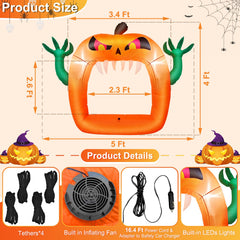 TURNMEON inflatable pumpkin decoration side view with orange lights