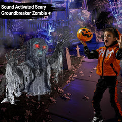 TURNMEON Zombie Groundbreaker in outdoor Halloween display