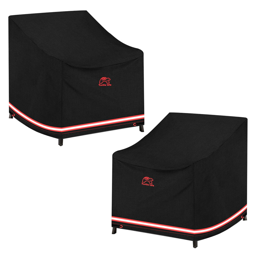Turtle Life Patio Chair Cover front view, black, 35" W x 38" D x 30" H
