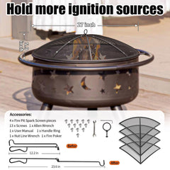 TUSGENK Fire Pit Spark Screen with handle and poker