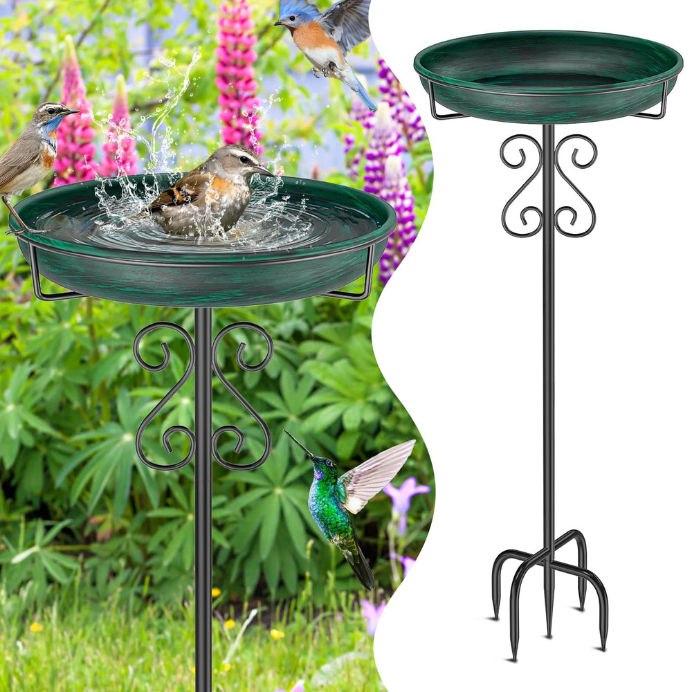 TUSPEU Bird Bath 40 Inch vintage green design front view