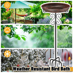 TUSPEU Bird Bath bowl with water and birds
