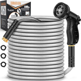 Tuzoc 100FT Garden Hose in silver with nozzle