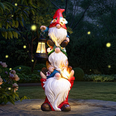 twinbling 17 in large garden gnome statue with solar lights front view