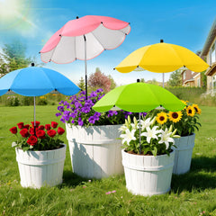 Twintaogo Plant Umbrellas set of four in yellow, blue, pink, and green