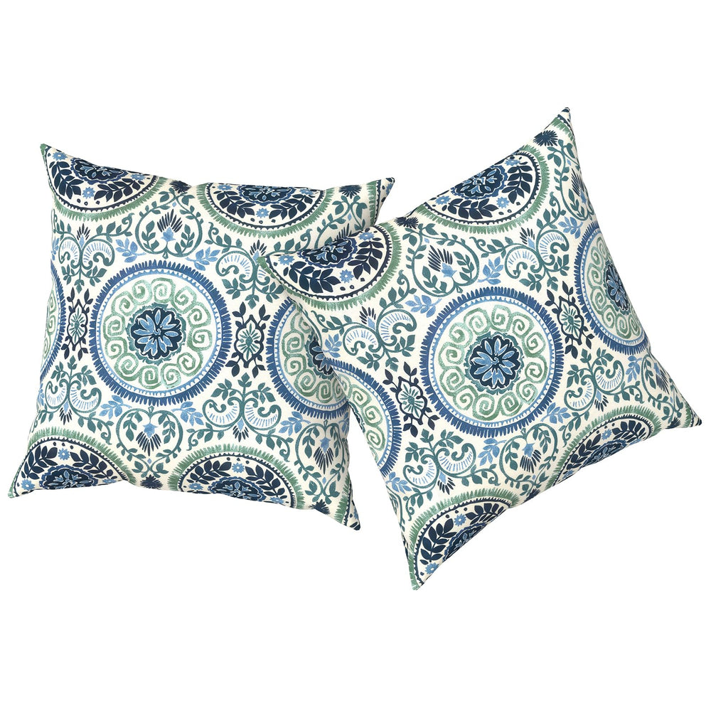 TWLEAR Outdoor Pillow 20x20 Medallion Blue front view