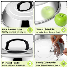 Two 12 inch stainless steel cheese melting domes in packaging