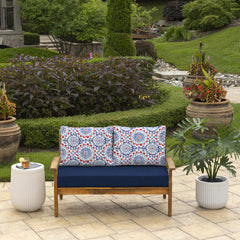 Two back pillows in Clark Blue for outdoor use