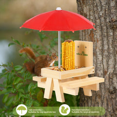 Two benches on MIXXIDEA Squirrel Feeder for accommodating squirrels