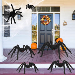 Two Boogem Halloween Spiders 50cm in a web setup