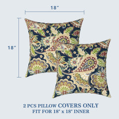 Two LVTXIII outdoor pillow covers on a garden bench