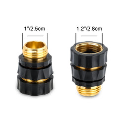 Two male and female quick connectors for garden hose