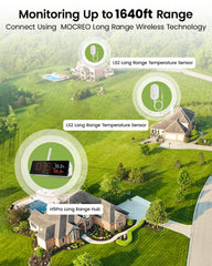 Two MOCREO wireless thermometers with battery compartment
