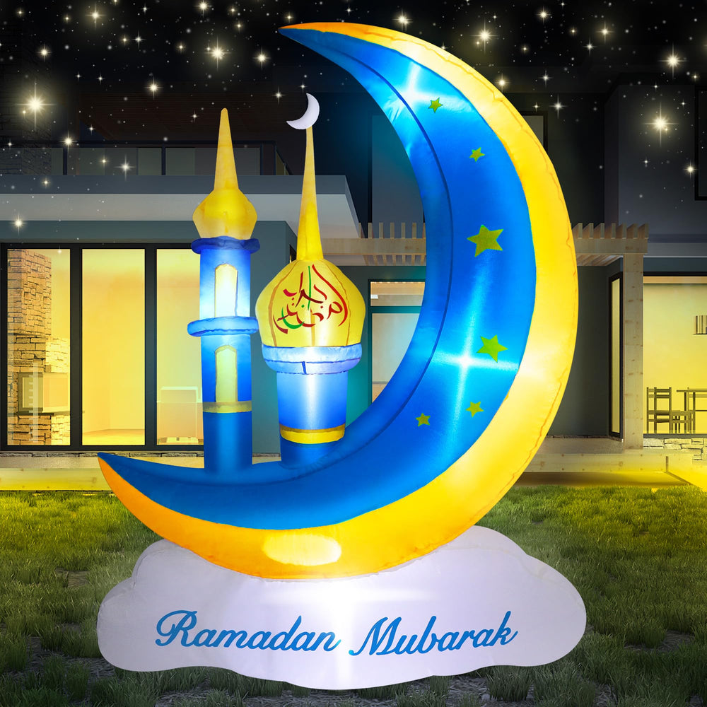 TwoBees 5FT inflatable Ramadan decoration with crescent moon and mosque