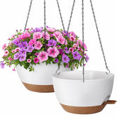 TYMENSH 12 Inch white hanging plant pot with drainage hole