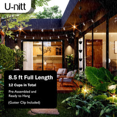 U-nitt Rain Chain installation with gutter clip