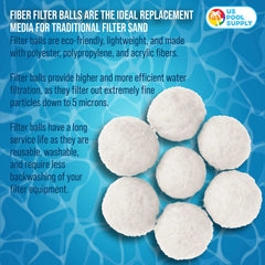 U.S. Pool Supply filter balls displayed on a poolside
