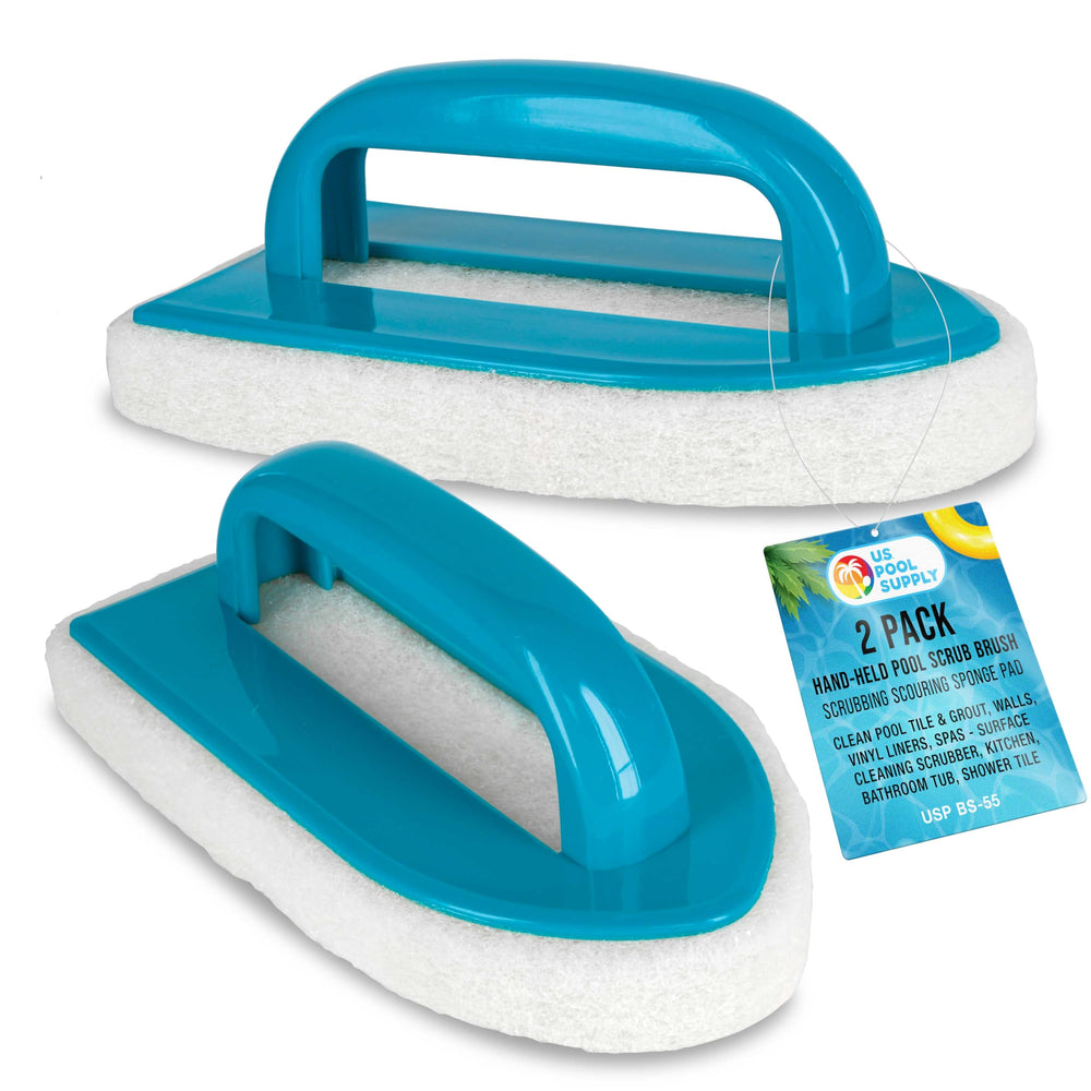 U.S. Pool Supply Hand-Held Pool Scrub Brush blue front view