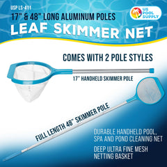 U.S. Pool Supply Leaf Skimmer Net with 48" aluminum pole