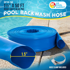 U.S. Pool Supply Pool Backwash Hose 1.5" x 50' with clamp