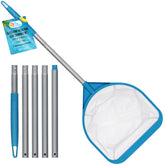 U.S. Pool Supply skimmer net with 5-section pole, teal blue front view