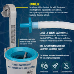 U.S. Pool Supply skimmer with 1.5-inch suction hose