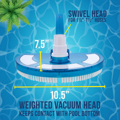 U.S. Pool Supply Weighted Pool Vacuum Head top view highlighting the swivel connection