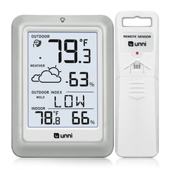 U UNNI Indoor Outdoor Thermometer Hygrometer front view