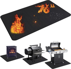 UBeesize 76x48 inches black fireproof grill mat front view