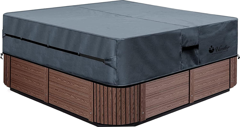 UCEDER Waterproof Hot Tub Cover front view in dark gray