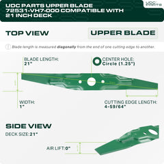 UDC Parts 21-inch mower replacement lower blade front view