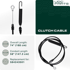 UDC Parts Clutch Cable Replacement 584243501 with packaging