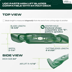 UDC Parts Cub Cadet blades side view showing diamond shape