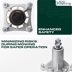 UDC Parts spindle assembly installed on Husqvarna mower