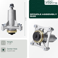 UDC Parts spindle assembly side view showing dimensions