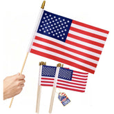 Uelfbaby 12 Pcs Small American Flags on Stick with wooden sticks
