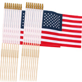 Uelfbaby 24 Pack American Flags 12x18 inches with wooden sticks