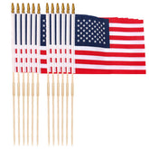 Uelfbaby American flags 12x18 inch pack with wooden sticks