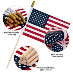 Uelfbaby mini American flag attached to wooden pole